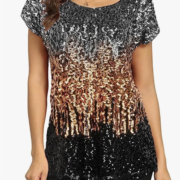 Women's Sequin Top Shimmer Glitter Top - Picture 7 of 8